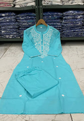 Blue Heavy Embroidery Kurta Pant Set