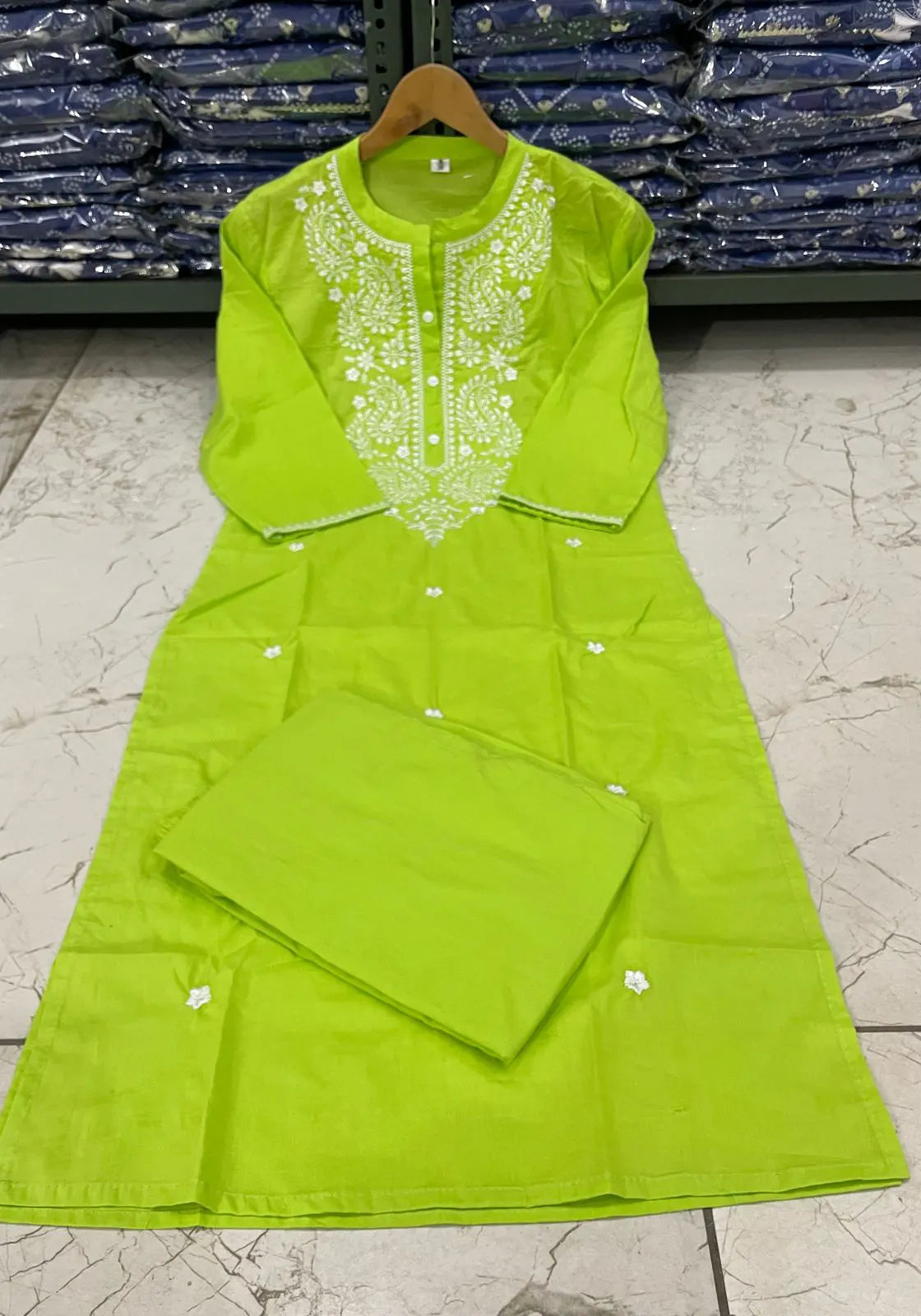 Green Heavy Embroidery Kurta Pant Set