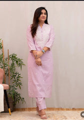 Light Pink Heavy Embroidery Kurta Pant Set