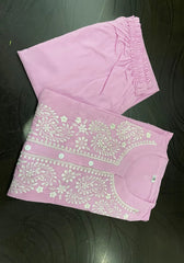 Light Pink Heavy Embroidery Kurta Pant Set
