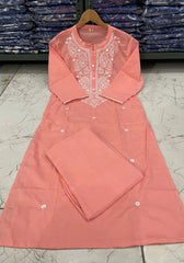 Pink Heavy Embroidery Kurta Pant Set