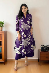 Purple Floral Print Kurta with Palazzo