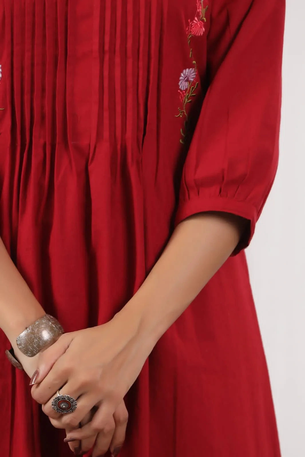 Maroon Pintex A-Line Kurta with Pant