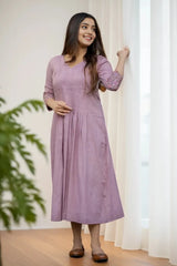 Lilac Pintex Embroidered Midi Dress