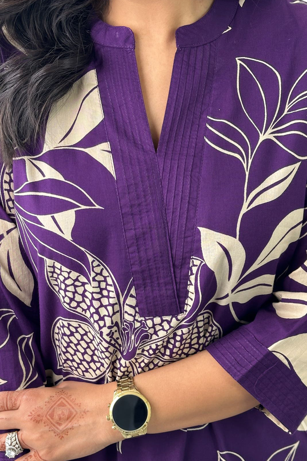 Purple Floral Print Kurta with Palazzo