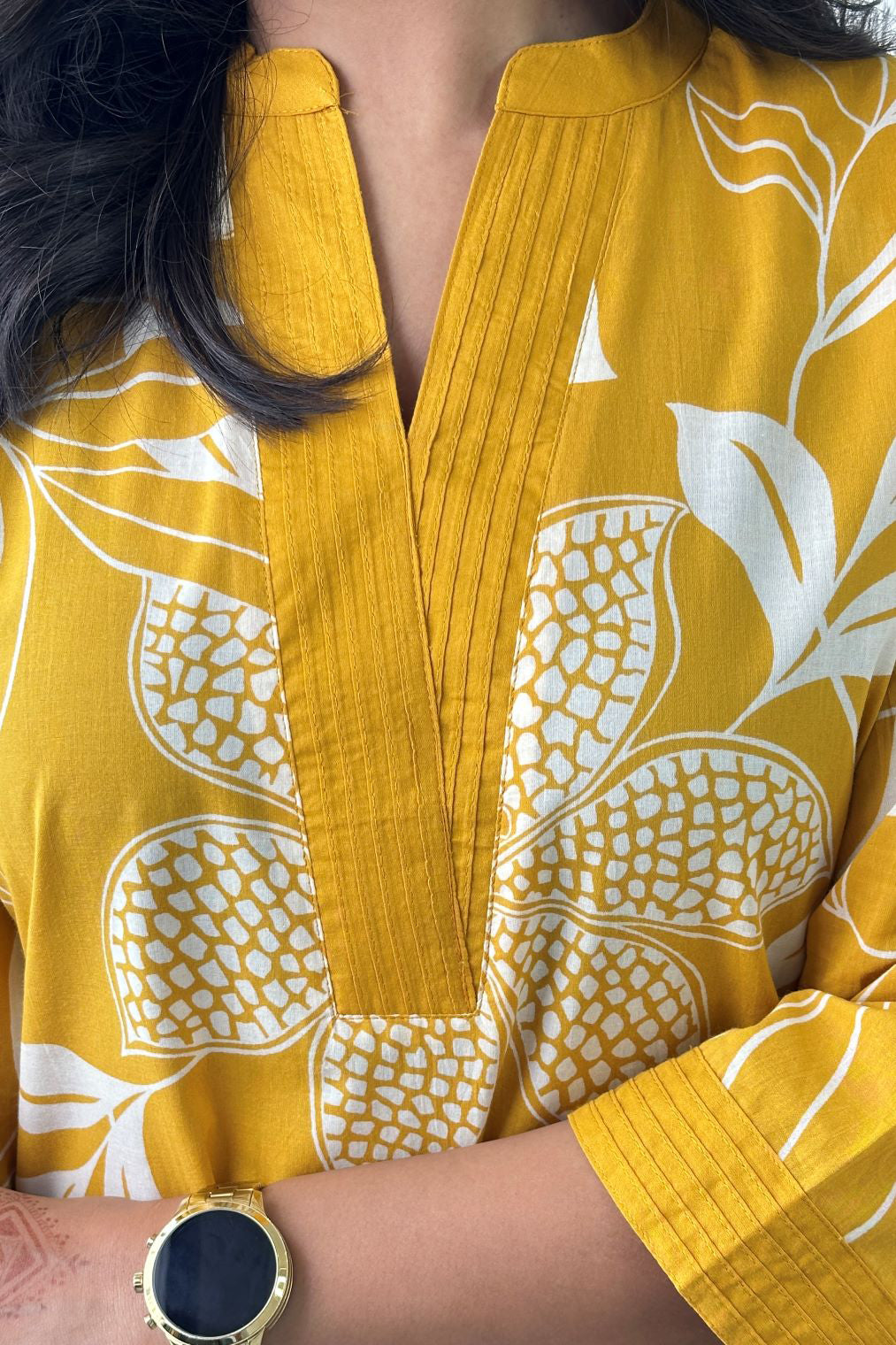 Yellow Floral Print Kurta with Palazzo