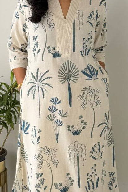 Blue Cotton Flex Kurta With Palazzo