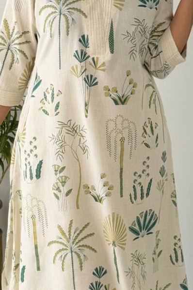 Green Cotton Flex Kurta With Palazzo