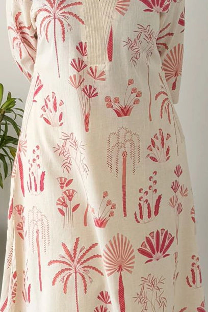 Pink Cotton Flex Kurta With Palazzo