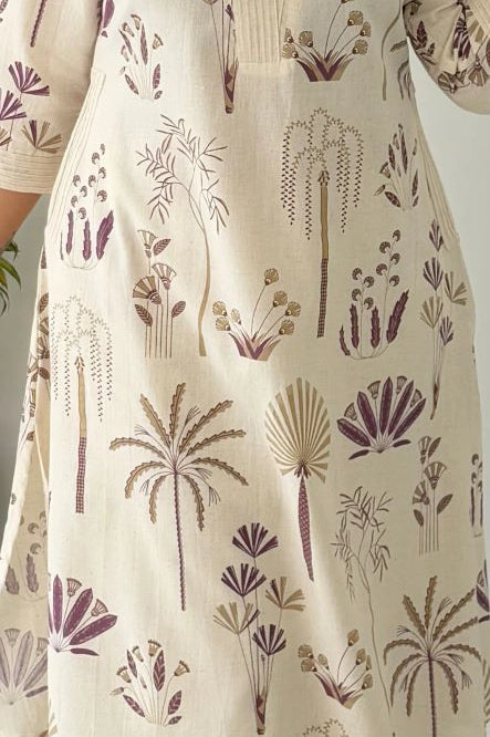 Purple Cotton Flex Kurta With Palazzo