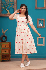 Ivory Hearts Midi Dress