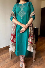 Blue South Cotton Embroidered Kurta Set