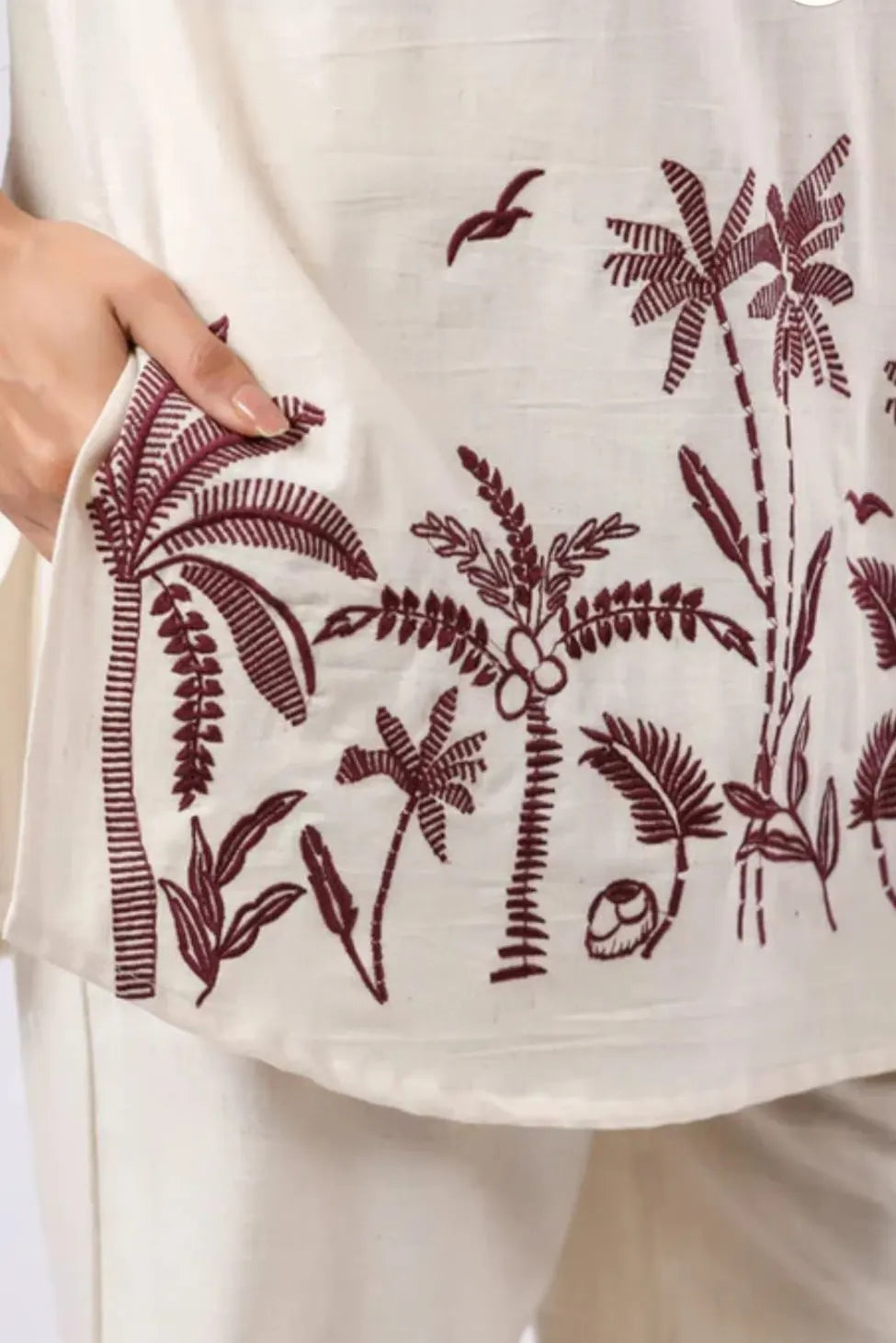 Off White Embroidered Co-ord Set