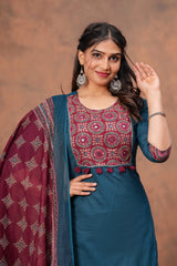 Blue Ajrakh Straight Kurta Set