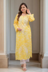 Yellow Chikankari Kurta with Palazzo