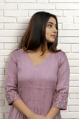 Lilac Pintex Embroidered Midi Dress