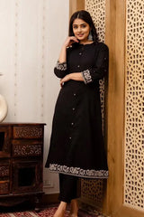 Black Embroidered Kurta with Pant