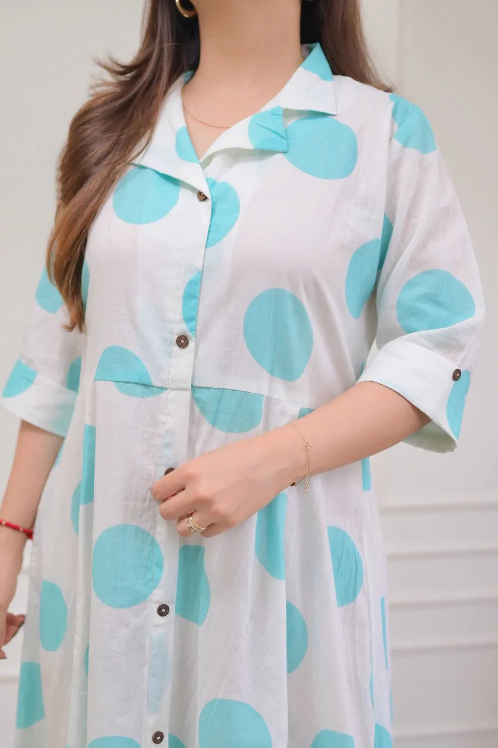 Blue Polka Dots A-Line Dress