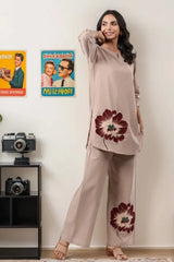 Wood Grey Floral Co-Ord Set