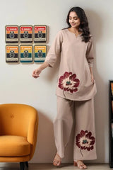 Wood Grey Floral Co-Ord Set