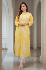 Yellow Chikankari Kurta with Palazzo