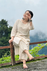 White Embroidered Kurta with Pant