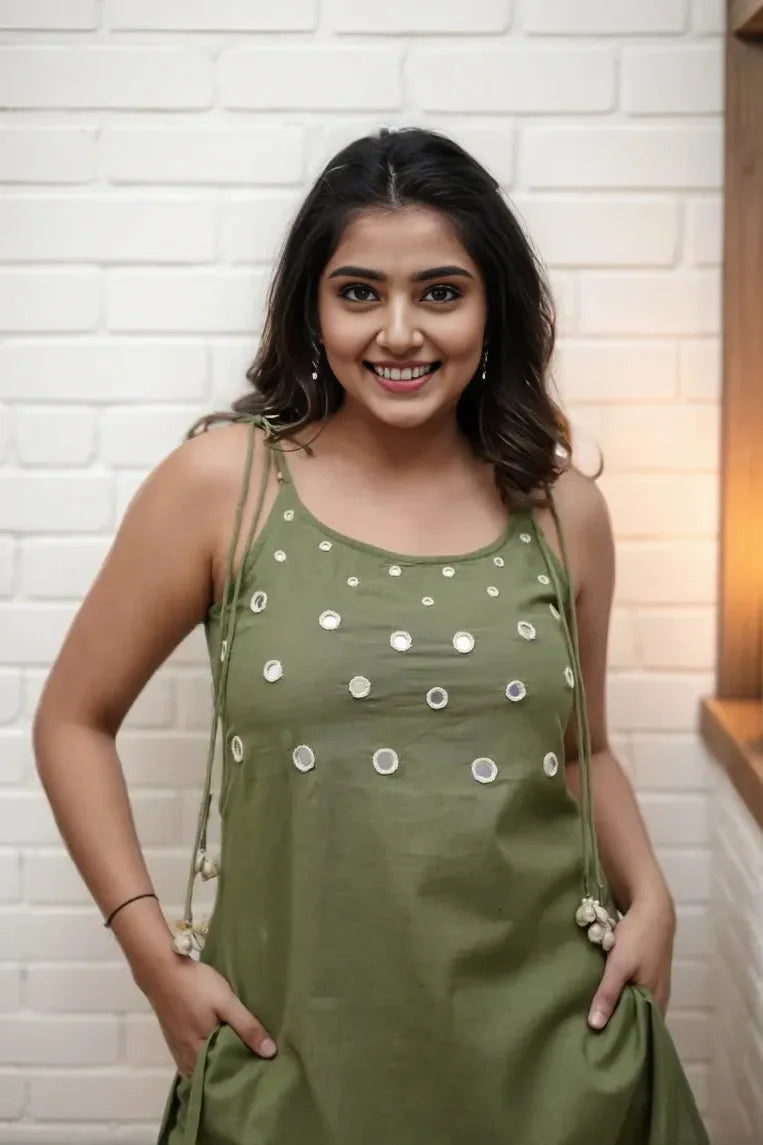 Green Sleeveless Kurta with Palazzo
