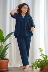 Blue Flared Top Co-Ord Set