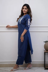 Blue Embroidered Kurta with Palazzo