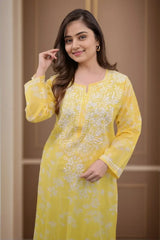 Yellow Chikankari Kurta with Palazzo