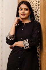 Black Embroidered Kurta with Pant