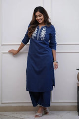 Blue Embroidered Kurta with Palazzo
