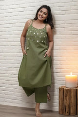 Green Sleeveless Kurta with Palazzo