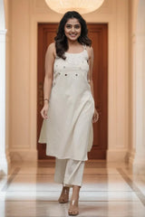 Off White Sleeveless Kurta with Palazzo