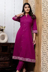 Pink Embroidered Kurta with Pant
