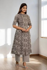 Black Printed Kurta with Palazzo