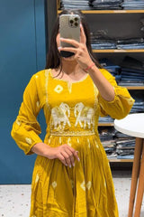 Mustard Embroidered Kurta with Pant and Dupatta