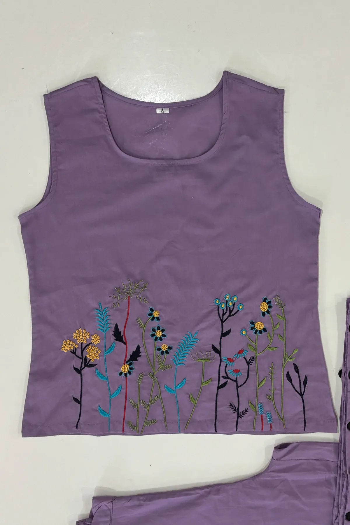 Lavender Embroidered Sleeveless Palazzo Co-ord Set
