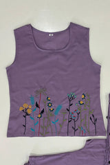Lavender Embroidered Sleeveless Palazzo Co-ord Set