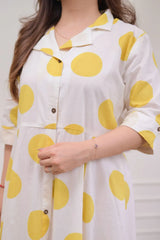 Yellow Polka Dots A-Line Dress